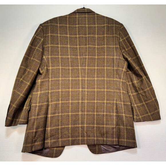 Ethomas Men's Custom Tailored Blazer Blend Size 42/43 Brown Plaid  Wool Cashmere - Picture 10 of 10